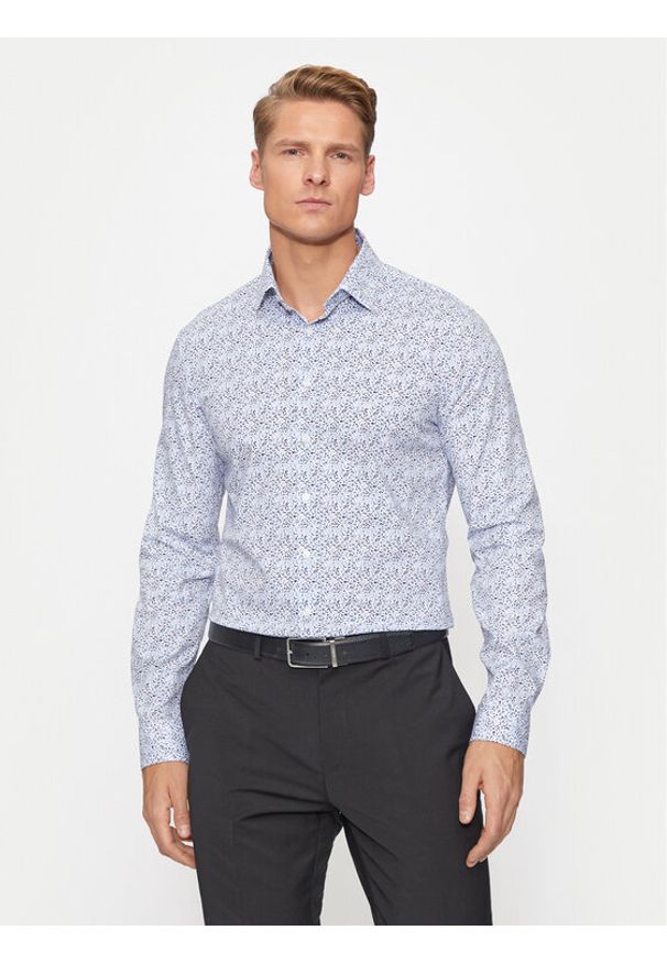 Calvin Klein Koszula Floral K10K113175 Niebieski Slim Fit. Kolor: niebieski. Materiał: bawełna