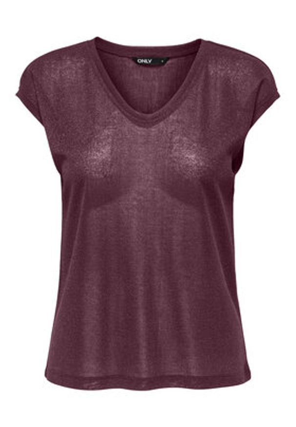 only - ONLY T-Shirt Silvery 15136069 Bordowy Loose Fit. Kolor: czerwony. Materiał: syntetyk
