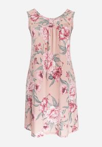 Born2be - Różowa Trapezowa Sukienka Midi w Kwiaty Lexani. Okazja: na co dzień. Kolor: różowy. Długość rękawa: bez rękawów. Wzór: kwiaty. Typ sukienki: trapezowe. Styl: casual. Długość: midi #4
