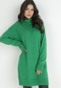 Born2be - Zielona Sukienka Wełniana Oversize z Golfem Heire. Okazja: na co dzień. Typ kołnierza: golf. Kolor: zielony. Materiał: wełna. Długość rękawa: długi rękaw. Sezon: zima, jesień. Typ sukienki: oversize. Styl: elegancki, casual #4