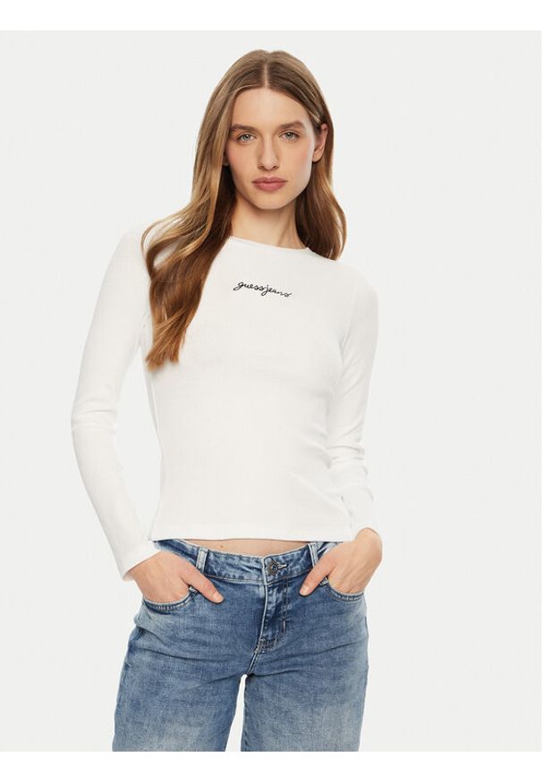 Guess Jeans T-Shirt W5RI58 KA0H1 Biały Regular Fit. Kolor: biały. Materiał: bawełna