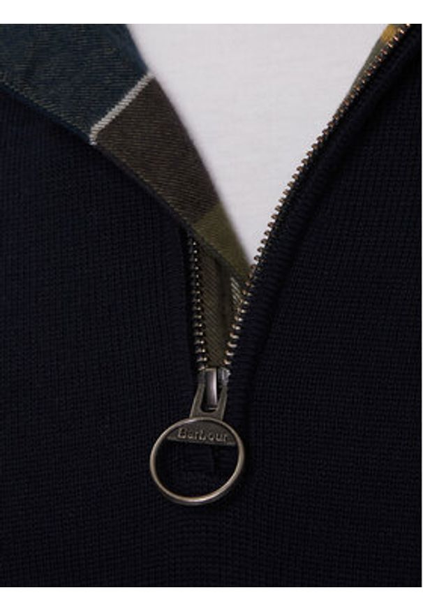 Barbour Sweter Half Zip MKN1074NY91 Granatowy Regular Fit. Kolor: niebieski. Materiał: bawełna