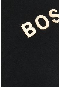 BOSS - Boss Bluza damska kolor czarny z nadrukiem. Kolor: czarny. Materiał: poliester, dzianina. Długość rękawa: długi rękaw. Długość: długie. Wzór: nadruk #5
