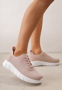 Renee - Różowe Siateczkowe Buty Sportowe na Piankowej Podeszwie z Tłoczeniami Nisitia. Okazja: na co dzień. Kolor: różowy. Szerokość cholewki: normalna #9