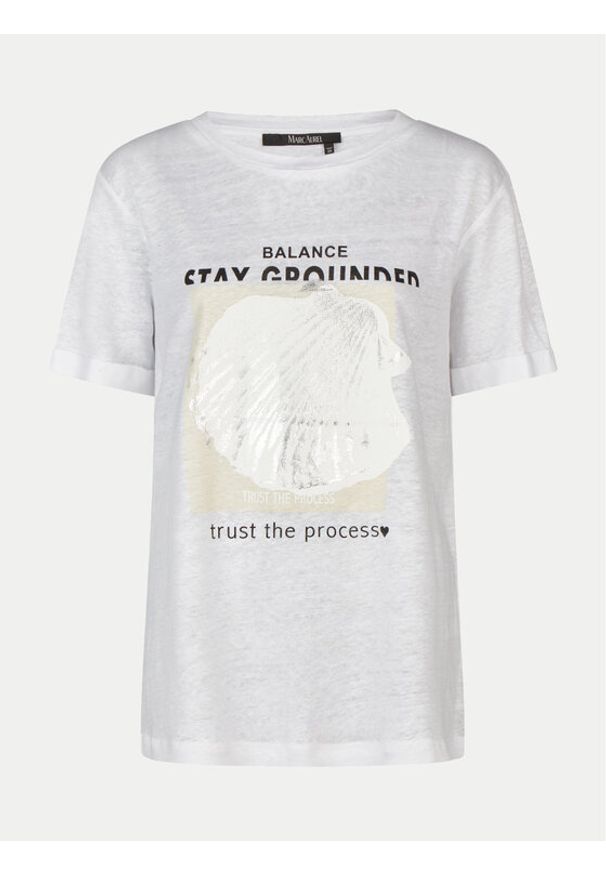 Marc Aurel T-Shirt 7551 7000 73730 Biały Regular Fit. Kolor: biały. Materiał: len