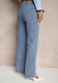 Renee - Niebieskie Szerokie Jeansy z Bawełną i Wiskozą High Waist Elresia. Okazja: na co dzień. Stan: podwyższony. Kolor: niebieski. Styl: elegancki, casual #5