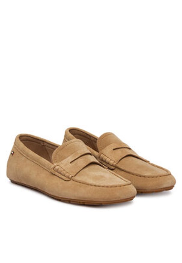 TOMMY HILFIGER - Tommy Hilfiger Mokasyny Flag Soft Suede Driver Loafer FW0FW08558 Brązowy. Kolor: brązowy. Materiał: zamsz, skóra