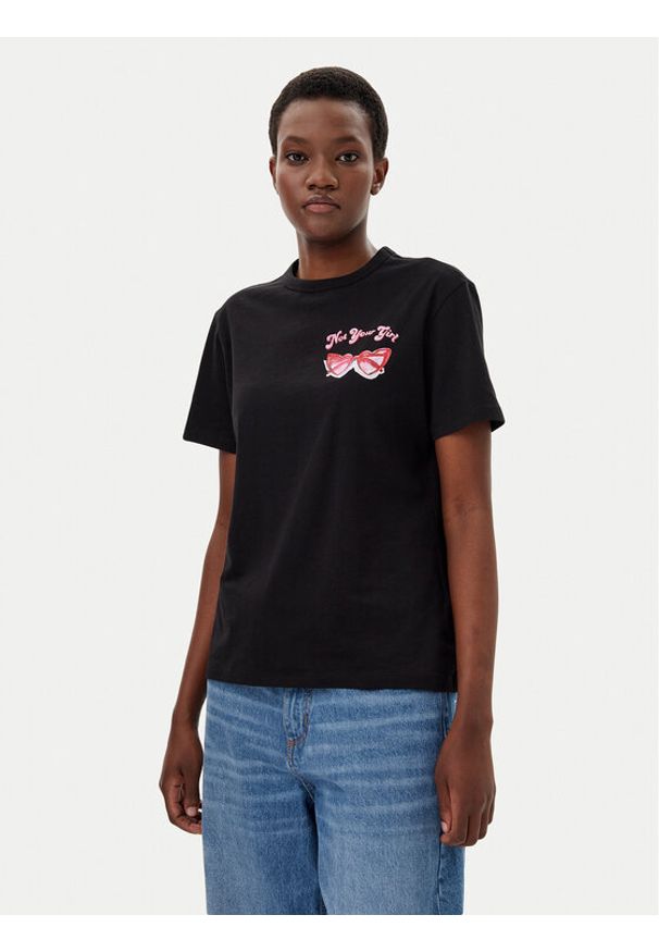 Hugo - HUGO T-Shirt Damacia_5 50540237 Czarny Regular Fit. Kolor: czarny. Materiał: bawełna