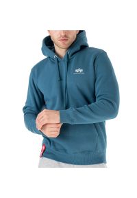 Bluza Alpha Industries Basic Hoody Small Logo 196318678 - niebieska. Typ kołnierza: kaptur. Kolor: niebieski. Materiał: bawełna, poliester. Wzór: aplikacja. Styl: klasyczny #1