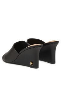 TOMMY HILFIGER - Tommy Hilfiger Klapki Leather Wedge Mule FW0FW08418 Czarny. Kolor: czarny. Materiał: skóra #6