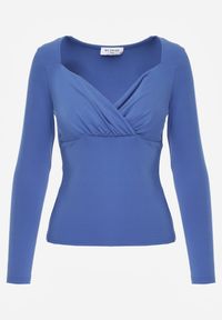 Renee - Niebieska Bluzka Iphicraethon. Kolor: niebieski. Materiał: dzianina. Długość rękawa: długi rękaw. Długość: długie. Wzór: aplikacja #4