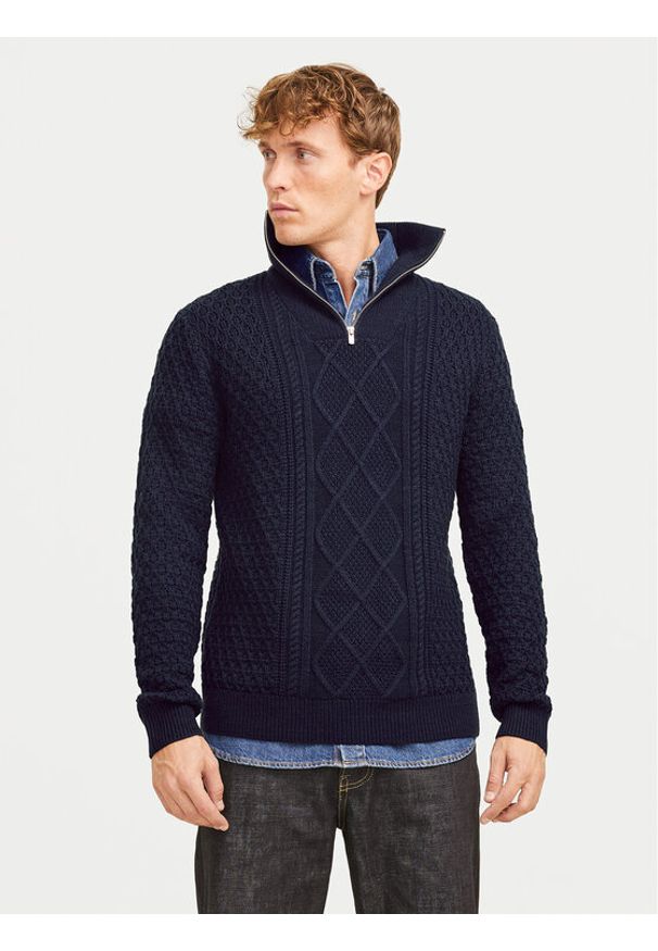 Jack & Jones - Jack&Jones Sweter Blunorth 12261780 Granatowy Regular Fit. Kolor: niebieski. Materiał: syntetyk