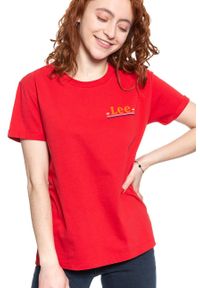 Lee - LEE T SHIRT DAMSKI CHEST LOGO TEE WARP RED L43ZFEKG 112109773. Wzór: nadruk #5