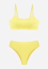 Born2be - Żółte Prążkowane Bikini o Klasycznym Kroju z Regulacją Ramiączek Shariesh. Kolekcja: plus size. Kolor: żółty. Materiał: prążkowany. Długość: długie #5