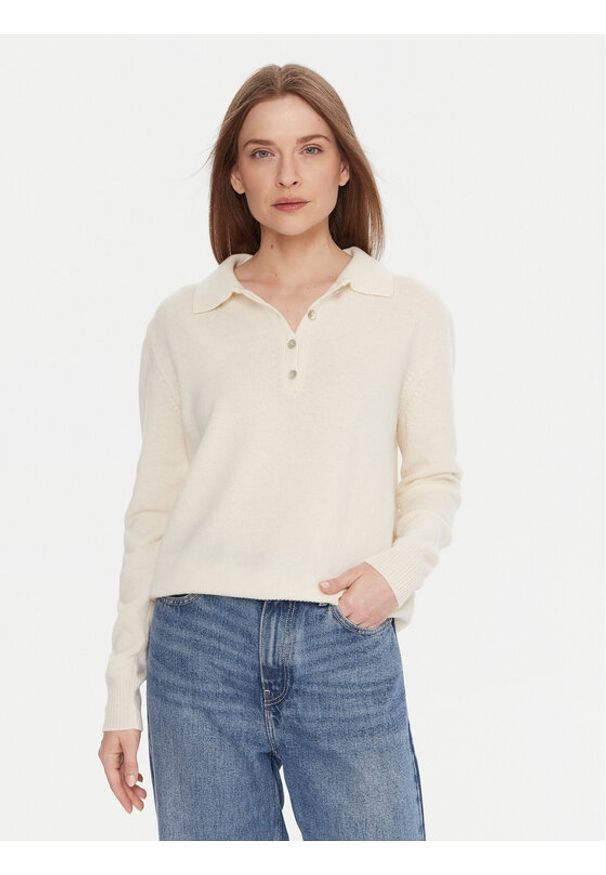 Kontatto Sweter 3M0977C Écru Regular Fit. Kolor: kremowy. Materiał: wełna