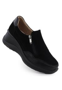 Skórzane półbuty sneakersy damskie na koturnie czarne Filippo DP6473. Okazja: na co dzień. Kolor: czarny. Materiał: skóra. Obcas: na koturnie. Styl: casual, sportowy