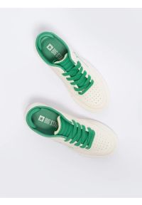 Big-Star - Sneakersy męskie kremowe z zielonymi wstawkami NN174119 801. Okazja: na co dzień. Zapięcie: sznurówki. Kolor: beżowy. Materiał: materiał #3