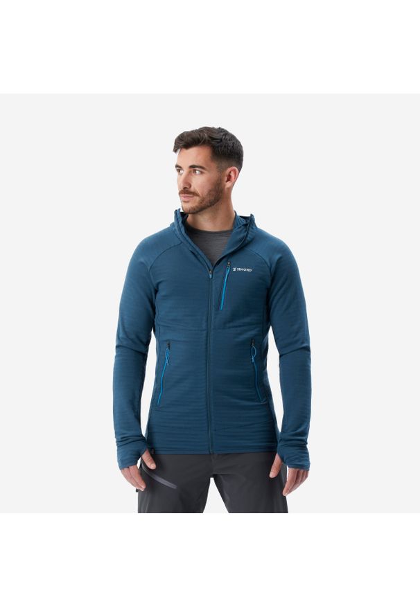 SIMOND - Sweter męski merino z kapturem Alpinism Simond. Typ kołnierza: kaptur. Kolor: niebieski. Materiał: elastan, materiał, poliester, akryl, wełna. Sport: wspinaczka, turystyka piesza