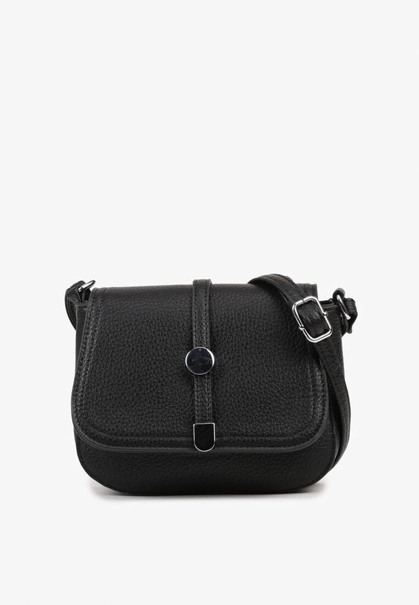 Renee - Czarna Torebka Listonoszka Ozdobiona Klapą Dolissea. Kolor: czarny. Wzór: aplikacja. Styl: elegancki, casual