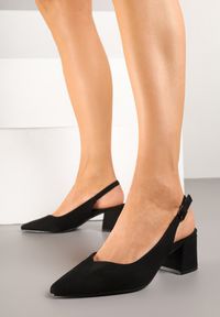 Renee - Czarne Sandały Vices na Słupku Slingback ze Skórzaną Wkładką Ciaravien. Okazja: na co dzień. Zapięcie: sprzączka. Kolor: czarny. Materiał: skóra. Obcas: na słupku. Styl: casual, klasyczny, elegancki #3