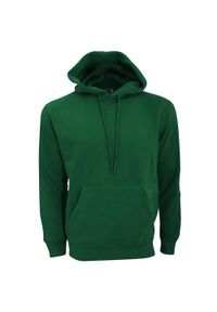 SG - Męska Gładka Bluza Sportowa Przez Głowę Kaptur. Kolor: zielony. Wzór: gładki