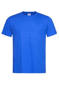 Stedman - Chabrowy Bawełniany T-Shirt Męski Bez Nadruku -STEDMAN- Koszulka, Krótki Rękaw, Basic, U-neck. Okazja: na co dzień. Kolor: niebieski. Materiał: bawełna. Długość rękawa: krótki rękaw. Długość: krótkie. Styl: casual