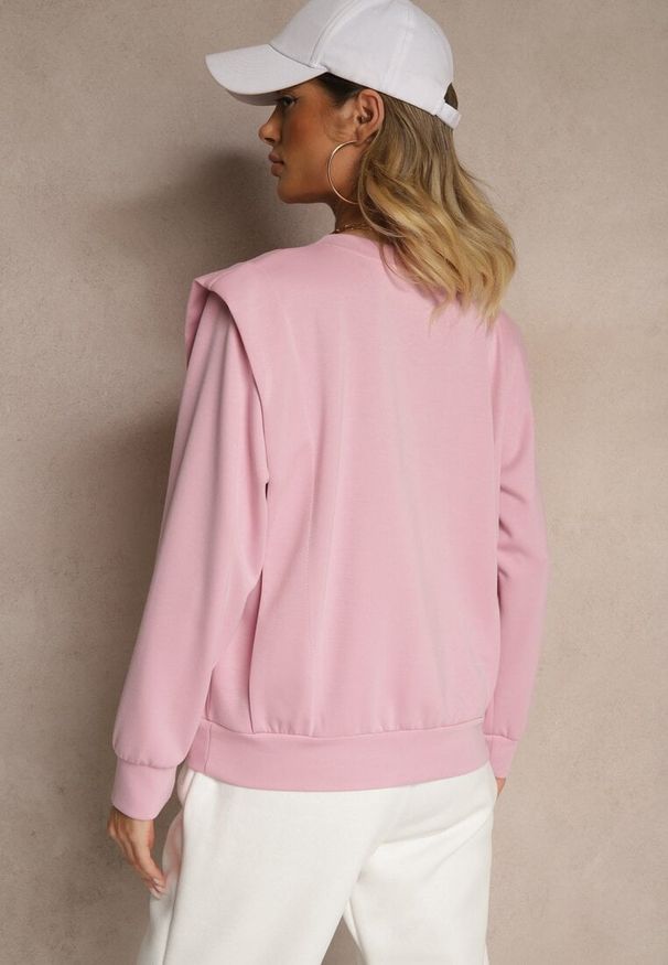 Renee - Różowa Bluza z Wiskozą z Szerokimi Ramionami Alioris. Okazja: na co dzień. Kolor: różowy. Materiał: wiskoza. Styl: elegancki, casual