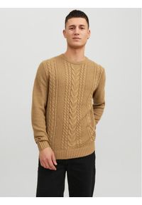 Jack & Jones - Jack&Jones Sweter 12236314 Beżowy Regular Fit. Kolor: beżowy. Materiał: syntetyk