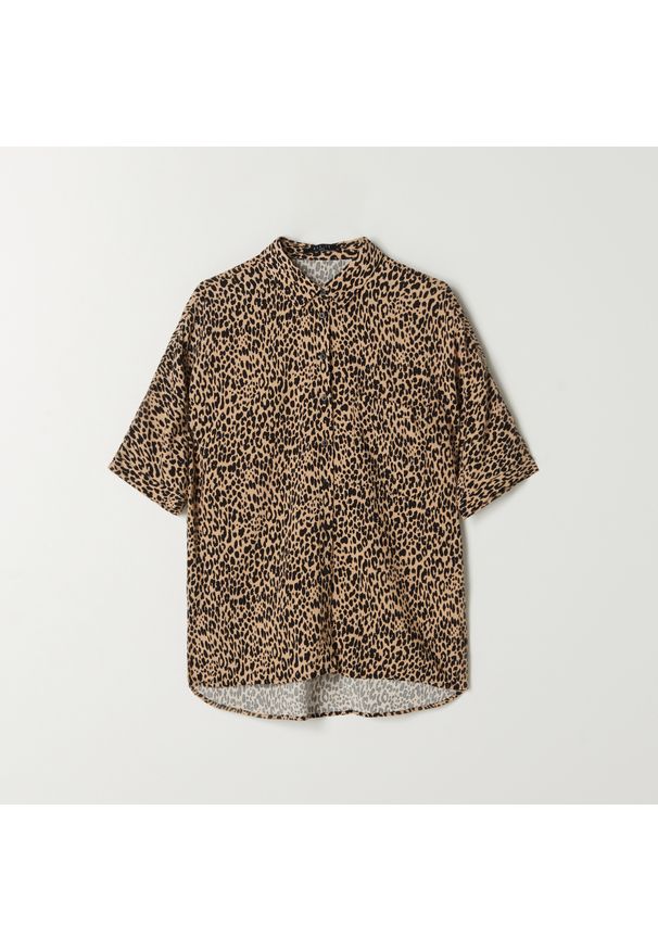 Mohito - Wiskozowa koszula z kieszeniami - Beżowy. Kolor: beżowy. Materiał: wiskoza