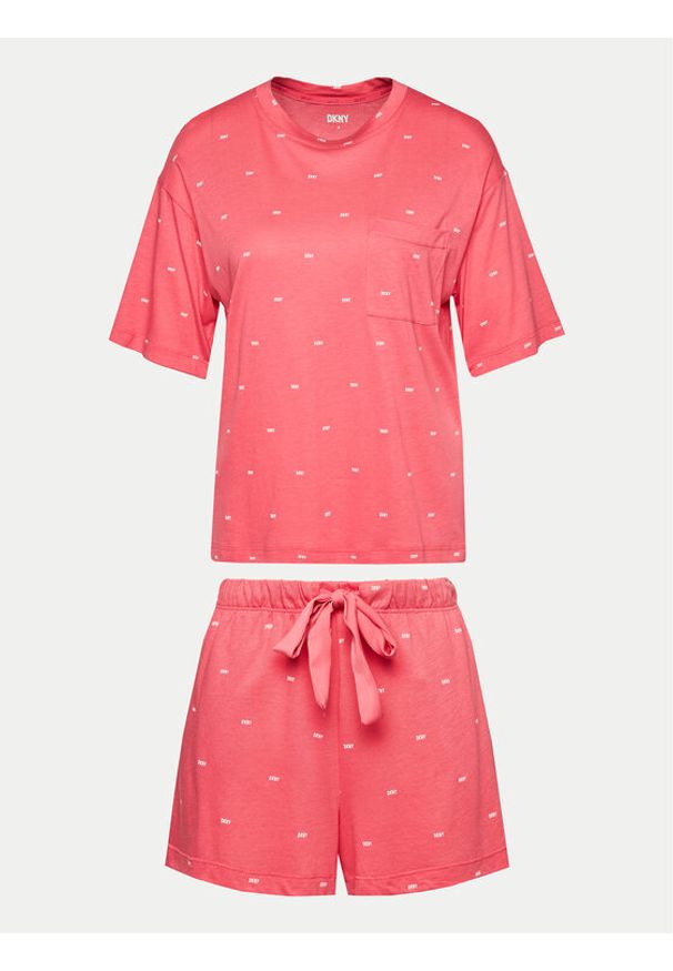 DKNY Piżama YI80010 Różowy Regular Fit. Kolor: różowy. Materiał: bawełna, wiskoza