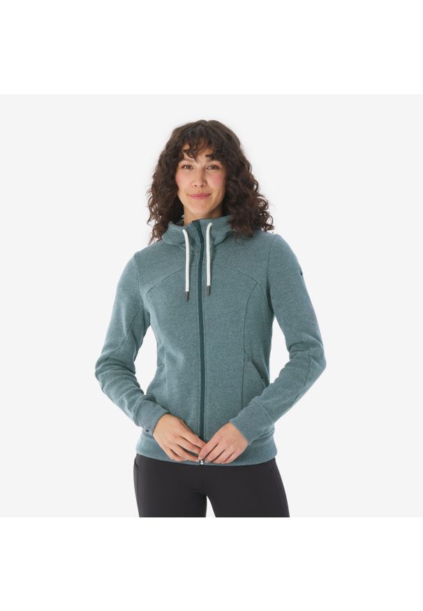 quechua - Bluza turystyczna damska Quechua NH500. Kolor: zielony, niebieski, wielokolorowy. Materiał: poliester, materiał. Sport: turystyka piesza