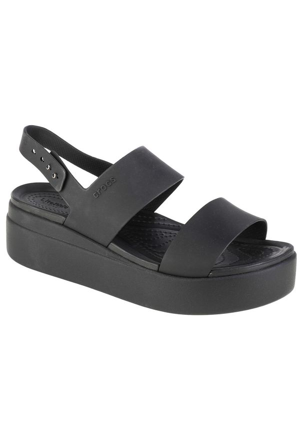 Buty do chodzenia damskie Crocs Brooklyn Low Wedge. Kolor: czarny. Materiał: syntetyk, materiał. Sezon: lato. Sport: turystyka piesza