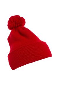 FLEXFIT - Czapka Pompon Dzianinowa Z Mankietami Classics. Kolor: czerwony. Materiał: dzianina