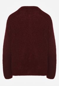 Renee - Bordowy Kardigan o Casualowym Kroju z Wełną i Moherem Lilothel. Okazja: na co dzień. Kolor: czerwony. Materiał: wełna, moher. Długość rękawa: długi rękaw. Długość: długie. Wzór: gładki. Styl: casual, elegancki, klasyczny #5