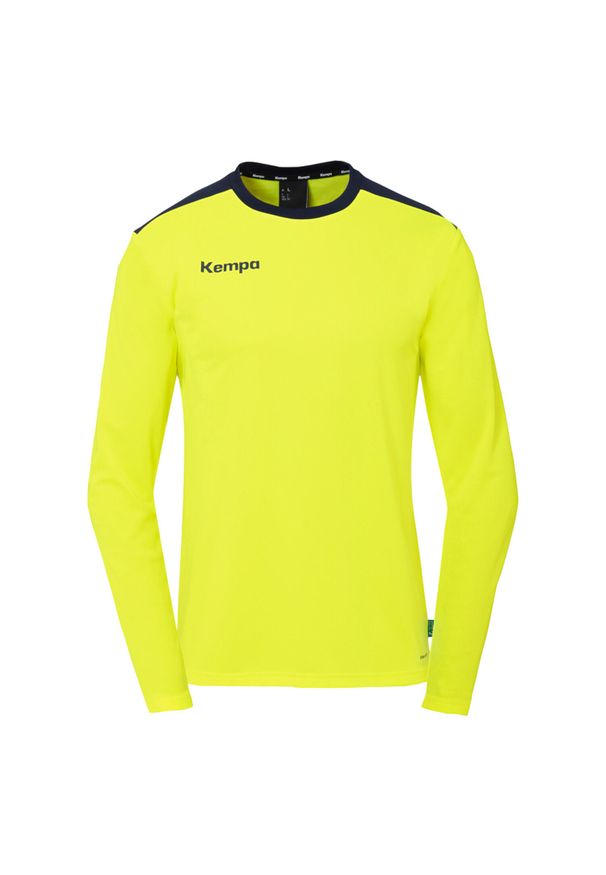 KEMPA - Dziecięcy dżersej z długim rękawem Kempa Emotion 27. Kolor: wielokolorowy, niebieski, żółty. Materiał: jersey. Długość rękawa: długi rękaw. Długość: długie. Sport: piłka ręczna