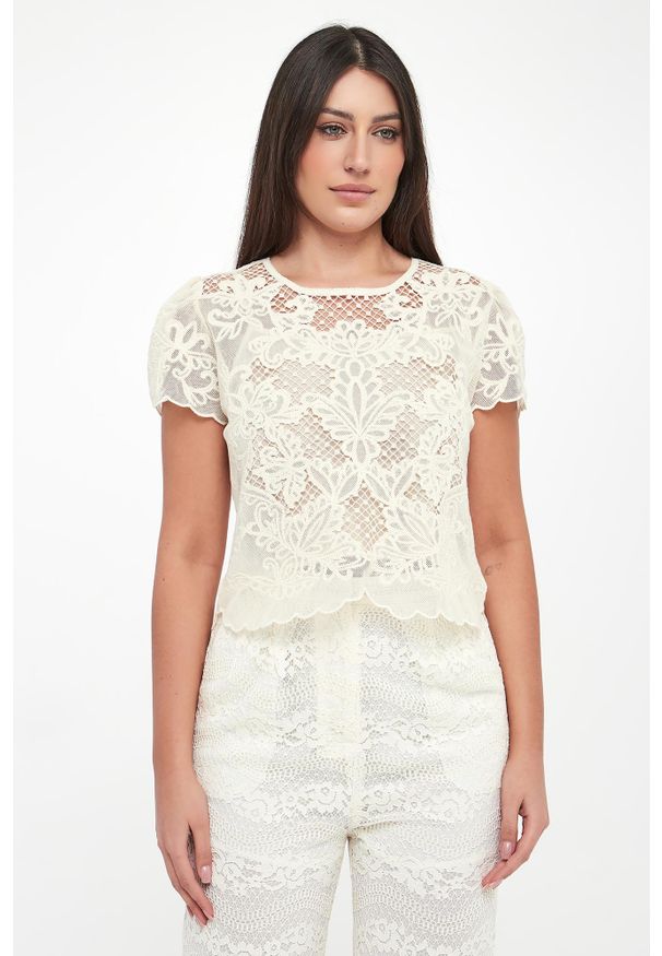 Twinset Milano - Bluzka damska koronkowa TWINSET. Materiał: koronka