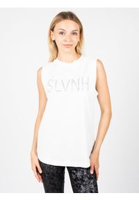 Silvian Heach T-Shirt | PGP22127TS | Kobieta | Biały. Kolor: biały. Materiał: bawełna. Długość rękawa: bez rękawów. Wzór: aplikacja, nadruk