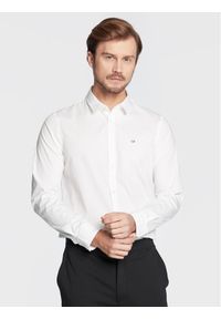 Calvin Klein Koszula K10K110856 Biały Slim Fit. Kolor: biały. Materiał: bawełna