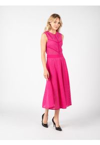 Pinko Sukienka "Celibe" | 1G13UT 7321 | Kobieta | Różowy. Kolor: różowy. Materiał: bawełna, elastan, poliamid. Długość rękawa: bez rękawów. Wzór: ażurowy. Typ sukienki: rozkloszowane, dopasowane. Długość: midi #5