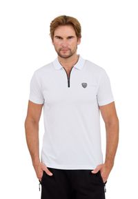 EA7 Emporio Armani - EA7 Biała męska koszulka polo rozpinana na zamek, Rozmiar L. Typ kołnierza: polo. Kolor: biały #6