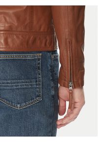 Serge Pariente Kurtka skórzana Tonic Brązowy Slim Fit. Kolor: brązowy. Materiał: skóra