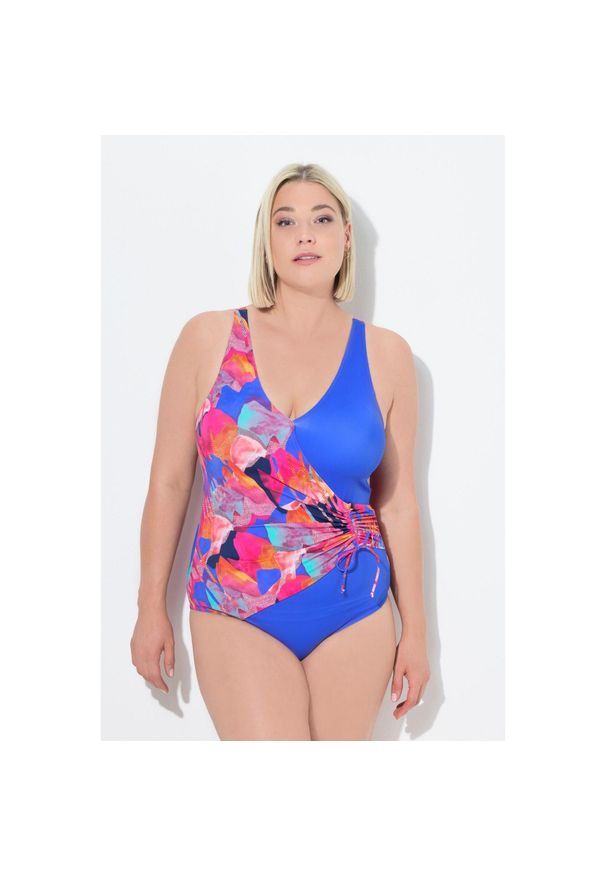 ULLA POPKEN - Damski Strój kąpielowy w kopertowym stylu miękkie miseczki. Kolekcja: plus size. Kolor: różowy. Materiał: poliester, materiał, elastan, poliamid