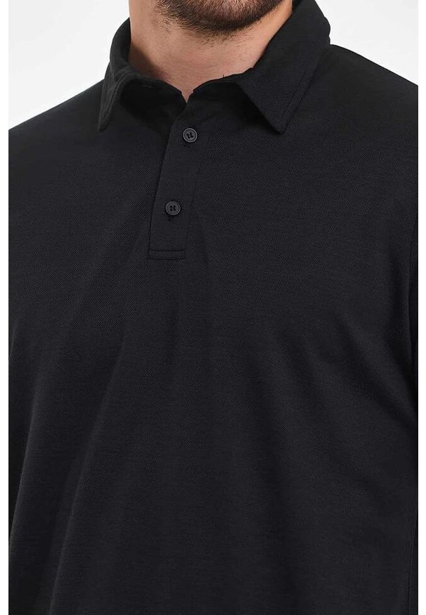 WOOLONA - Koszulka Polo Sportowa Męska Woolona 100% Merino. Typ kołnierza: polo. Kolor: czarny. Styl: sportowy