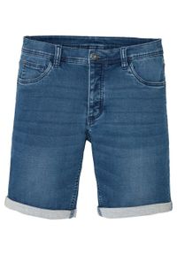 Bermudy dżinsowe dresowe Slim Fit bonprix niebieski "stone”. Kolor: niebieski #1