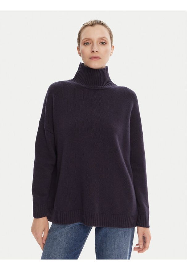 Weekend Max Mara Golf Borgia 2525366112 Granatowy Relaxed Fit. Typ kołnierza: golf. Kolor: niebieski. Materiał: wełna