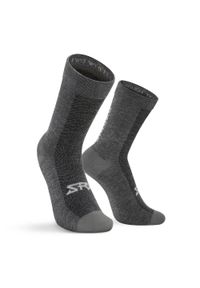 SIROKO - Skarpetki rowerowe z wełną merino kolarsjie unisex SRX Maloja. Kolor: szary. Materiał: wełna. Sport: kolarstwo