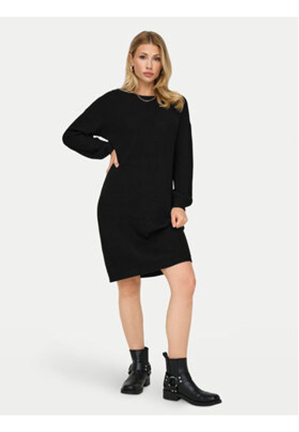 only - ONLY Sukienka dzianinowa Xenia 15243197 Czarny Regular Fit. Kolor: czarny. Materiał: syntetyk