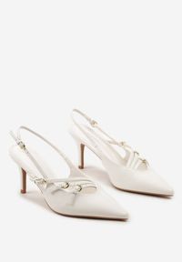 Born2be - Białe Sandały z Ekoskóry na Szpilce z Odkrytą Piętą i Regulowanymi Paskami Ellada. Zapięcie: pasek. Kolor: biały. Materiał: koronka. Sezon: lato. Obcas: na szpilce #2