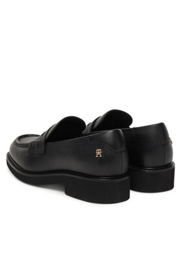 TOMMY HILFIGER - Tommy Hilfiger Loafersy Elettra Penny Leather FW0FW09360 Czarny. Kolor: czarny. Materiał: skóra