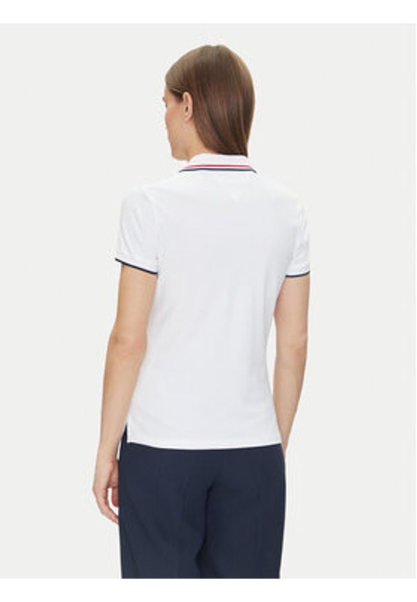 TOMMY HILFIGER - Tommy Hilfiger Polo Feminine Sporty Slim Polo Ss WW0WW44517 Biały Regular Fit. Typ kołnierza: polo. Kolor: biały. Materiał: bawełna. Styl: sportowy